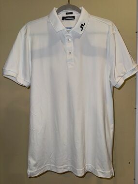 J.Lindeberg White Men's Performance Polo with Subtle Logo